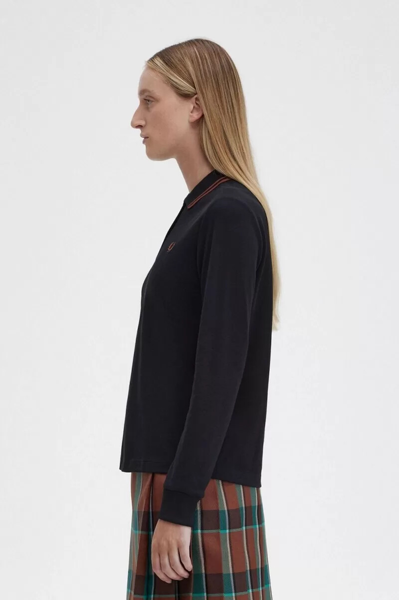 fred perry g3636 womens shirt black whisky brown