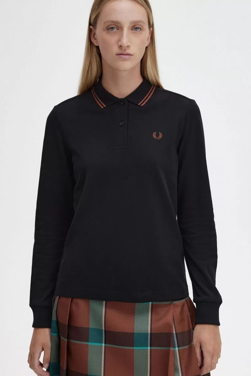 fred perry g3636 womens shirt black whisky brown