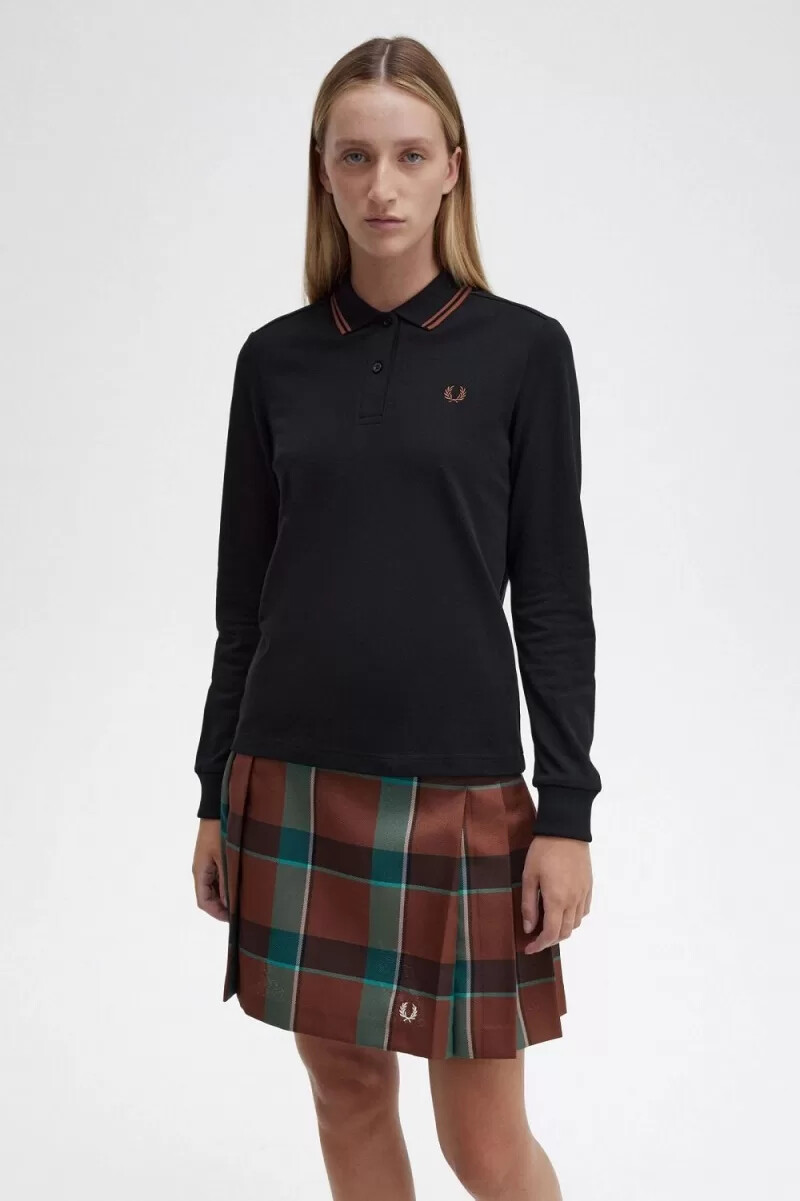 fred perry g3636 womens shirt black whisky brown