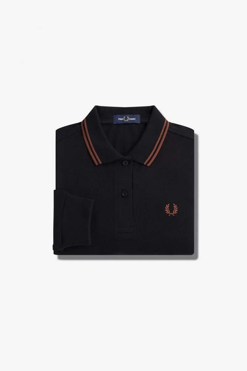fred perry g3636 womens shirt black whisky brown