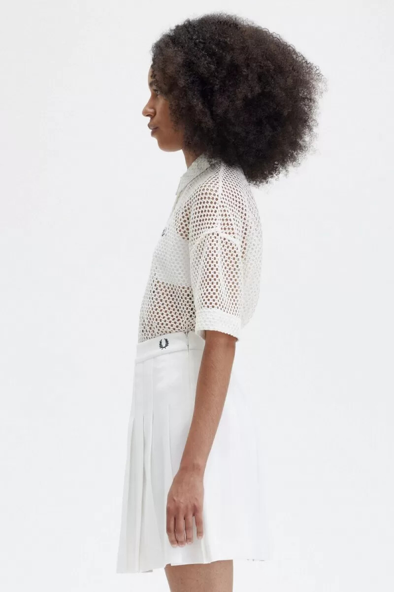 fred perry open-knit womens shirt snow white