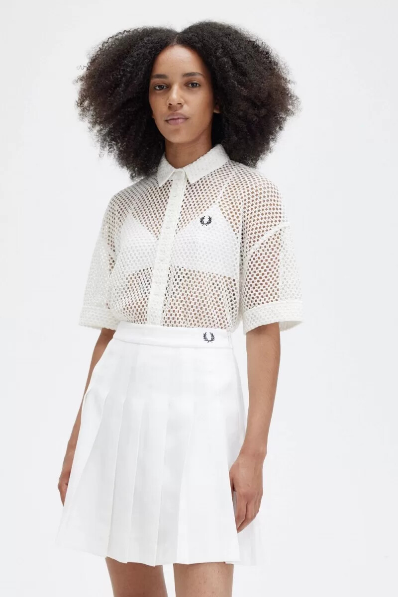 fred perry open-knit womens shirt snow white