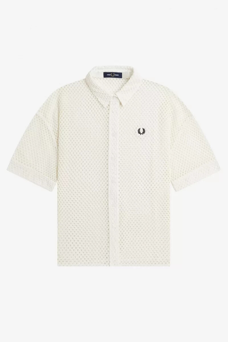 fred perry open-knit womens shirt snow white