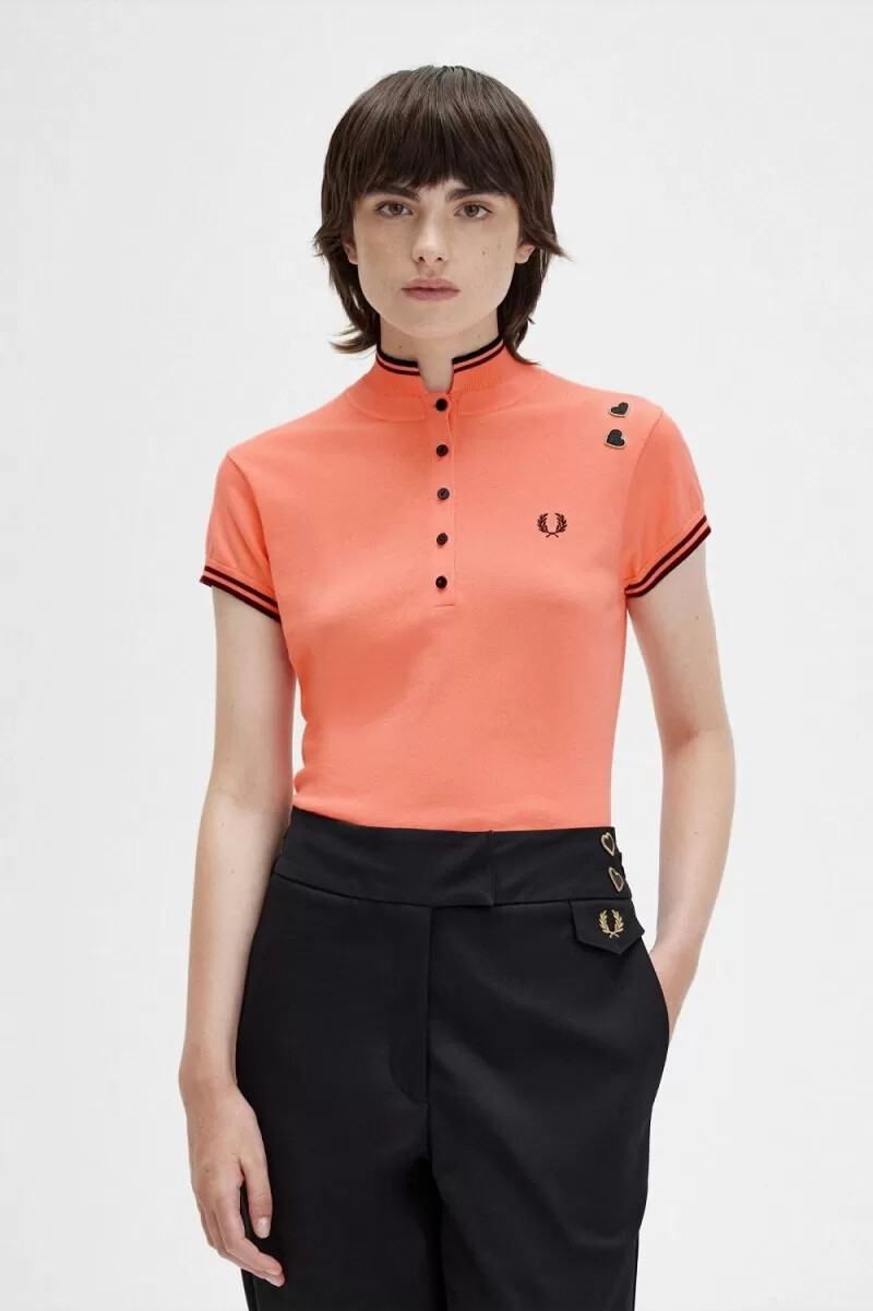 fred perry knitted womens shirt coral heat