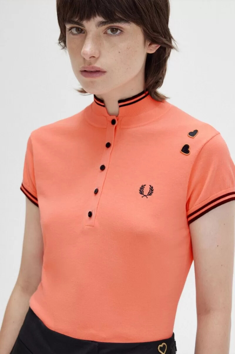 fred perry knitted womens shirt coral heat