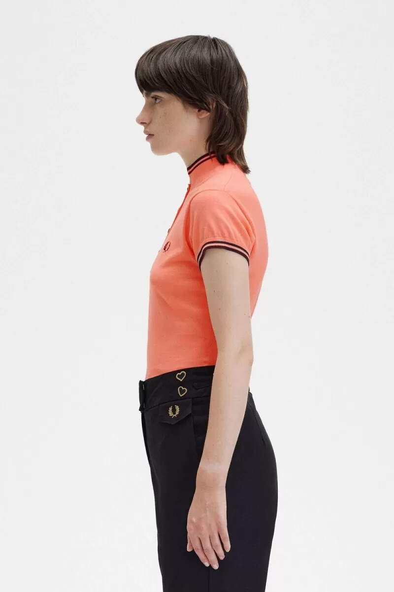 fred perry knitted womens shirt coral heat