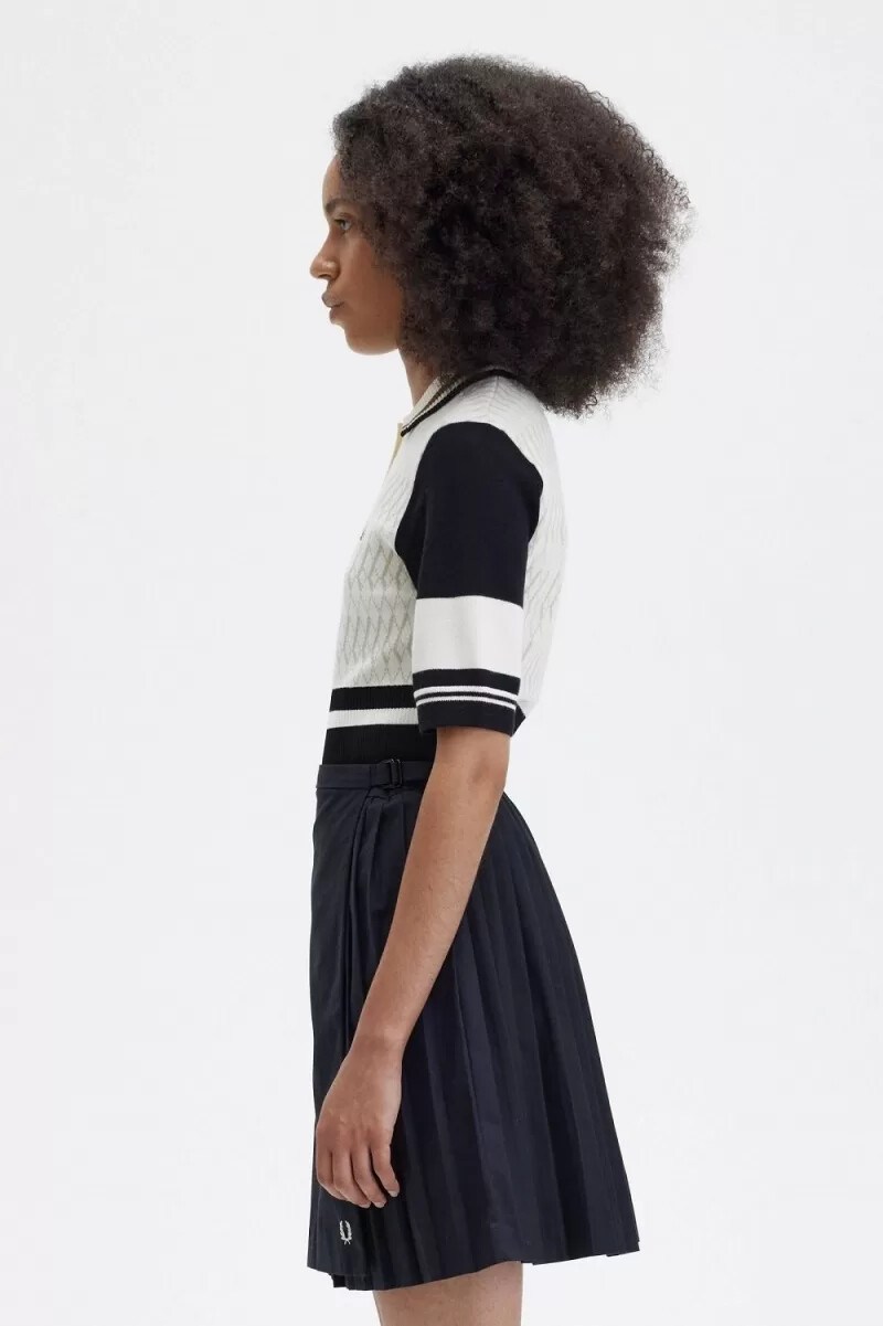 fred perry jacquard knitted womens shirt beige