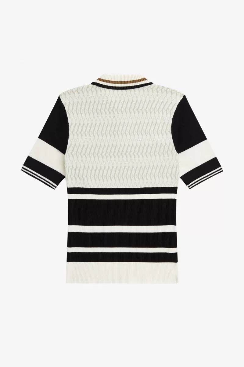 fred perry jacquard knitted womens shirt beige
