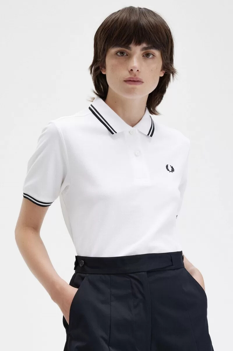 fred perry g3600 womens shirt white black