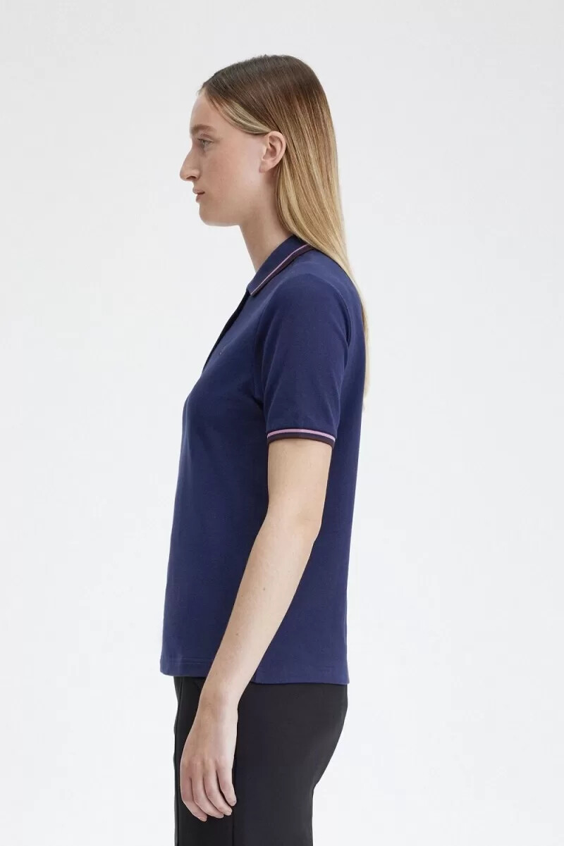 fred perry g3600 womens shirt french navy dusty rose pink dark red