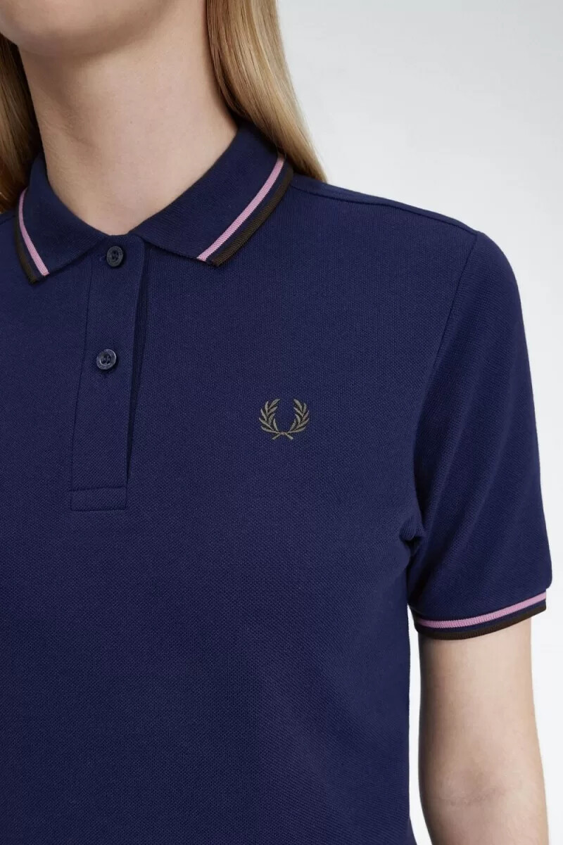 fred perry g3600 womens shirt french navy dusty rose pink dark red