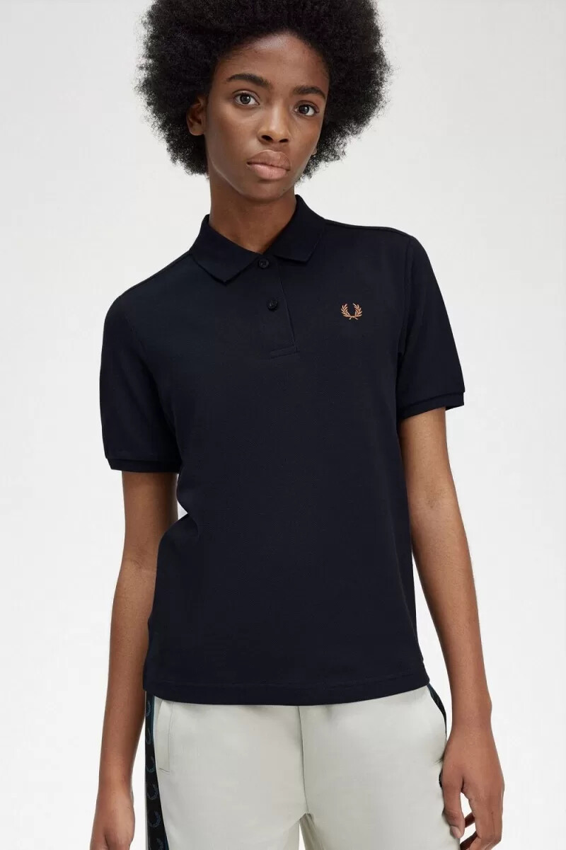 fred perry g6000 womens shirt navy brown