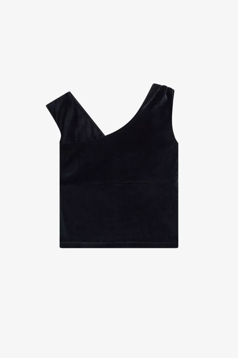 fred perry off-the-shoulder velour womens t-shirt black