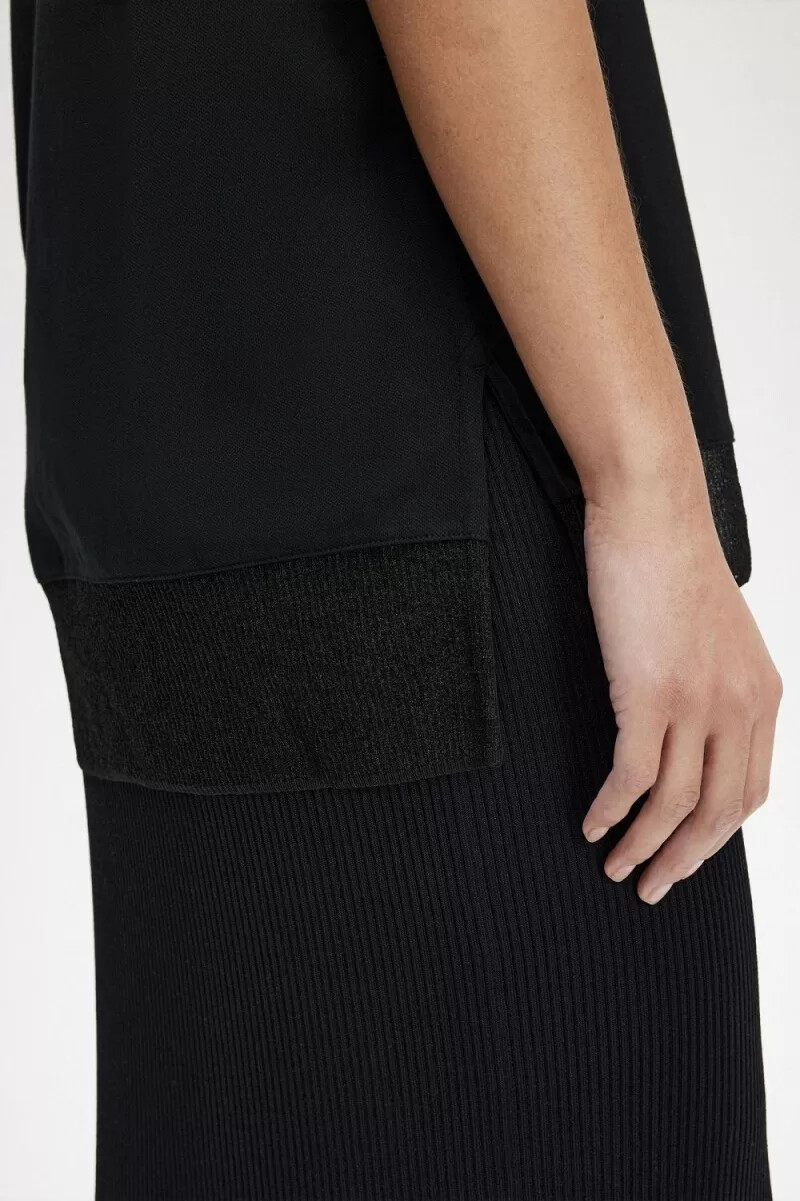 fred perry sheer trim piqué womens t-shirt black