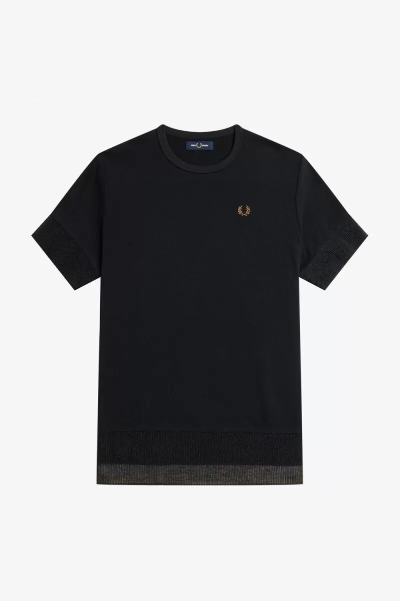 fred perry sheer trim piqué womens t-shirt black