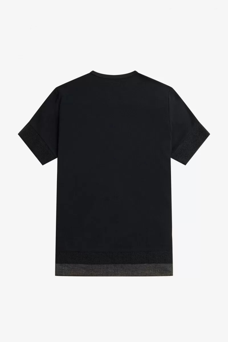 fred perry sheer trim piqué womens t-shirt black