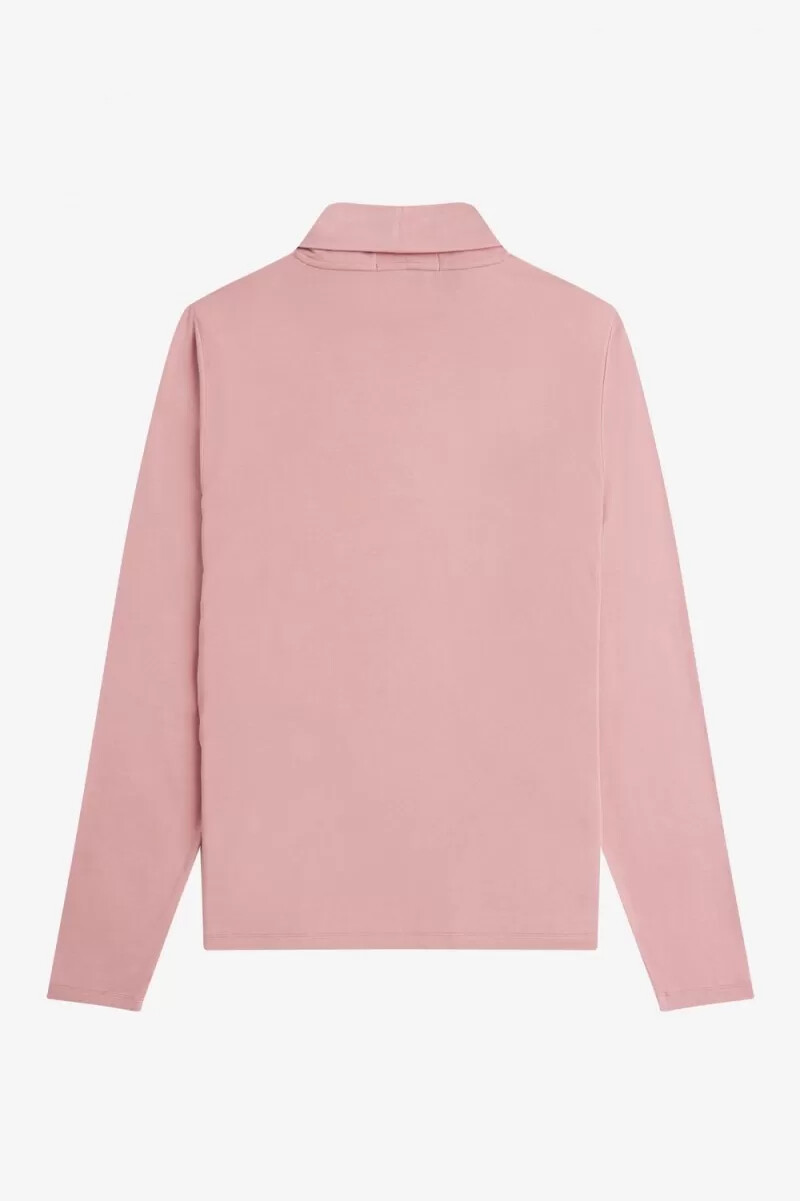 fred perry roll neck womens t-shirt dusty rose pink