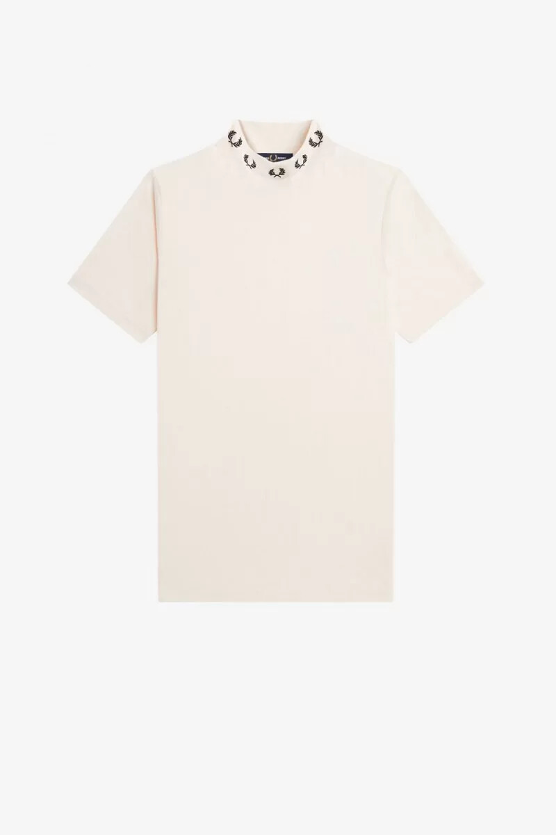 fred perry laurel wreath high neck womens t-shirt silky peach