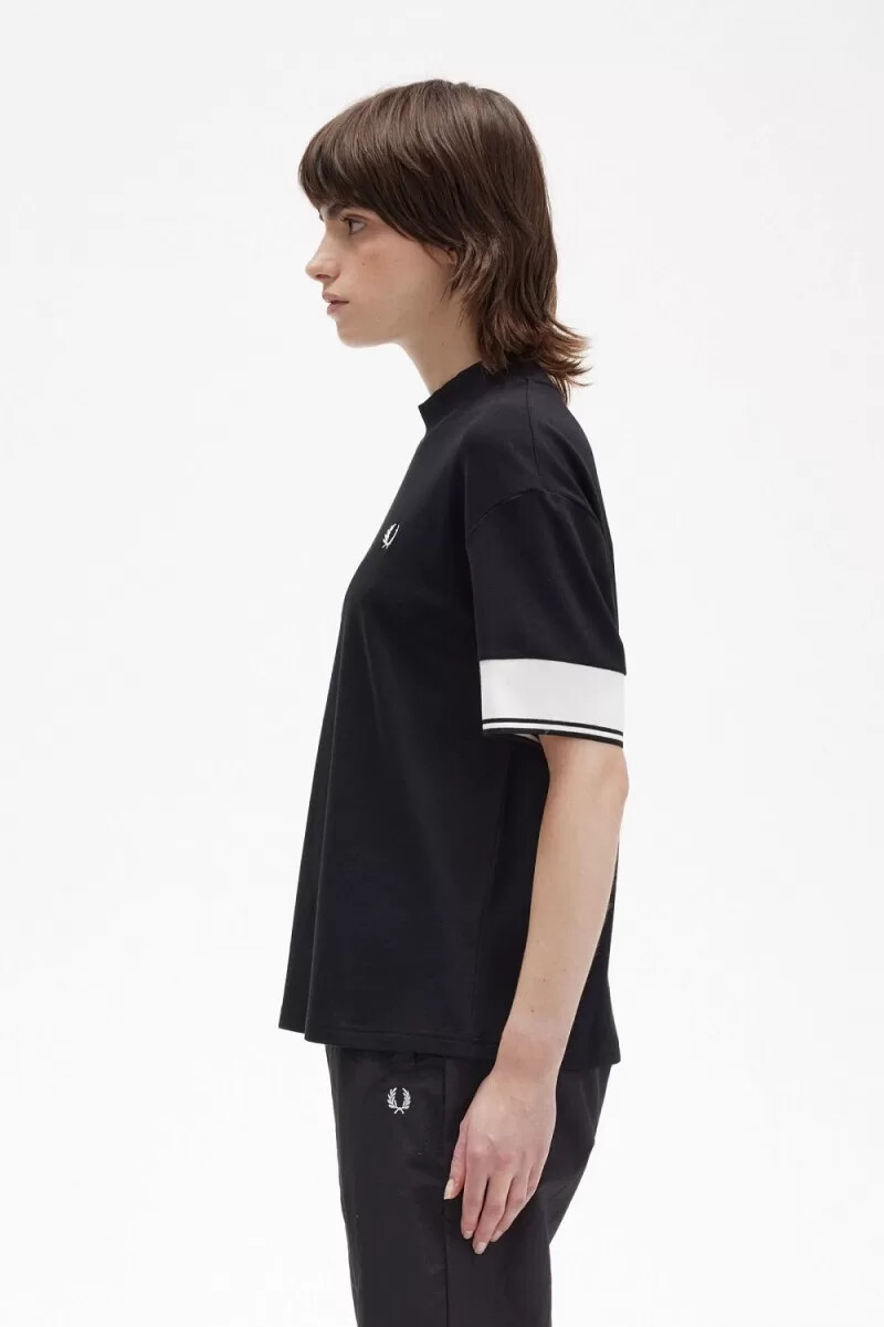 fred perry tipped cuff piqué womens t-shirt black