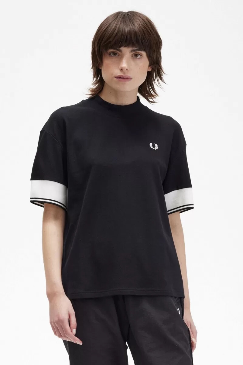 fred perry tipped cuff piqué womens t-shirt black