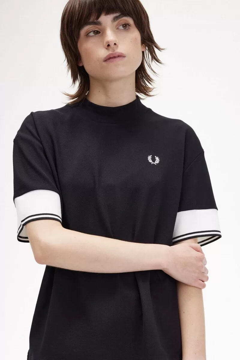 fred perry tipped cuff piqué womens t-shirt black