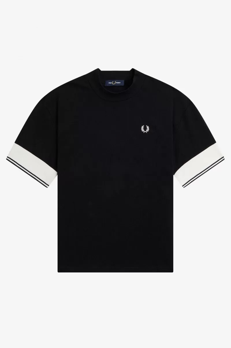 fred perry tipped cuff piqué womens t-shirt black
