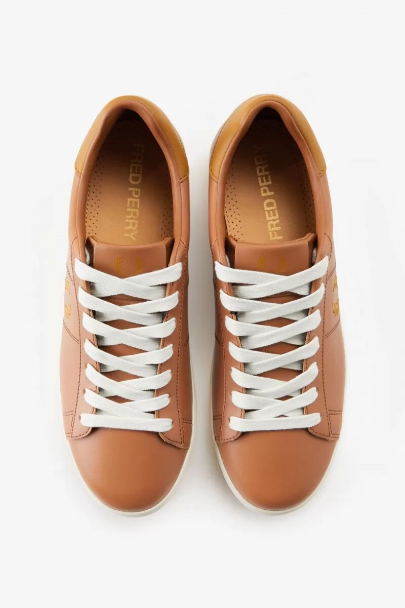 fred perry spencer womens tennis shoes dark tan dark coffee