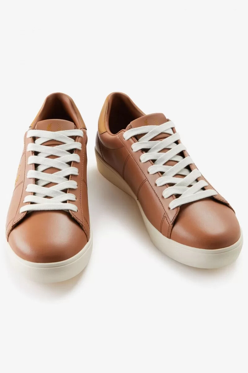 fred perry spencer womens tennis shoes dark tan dark coffee
