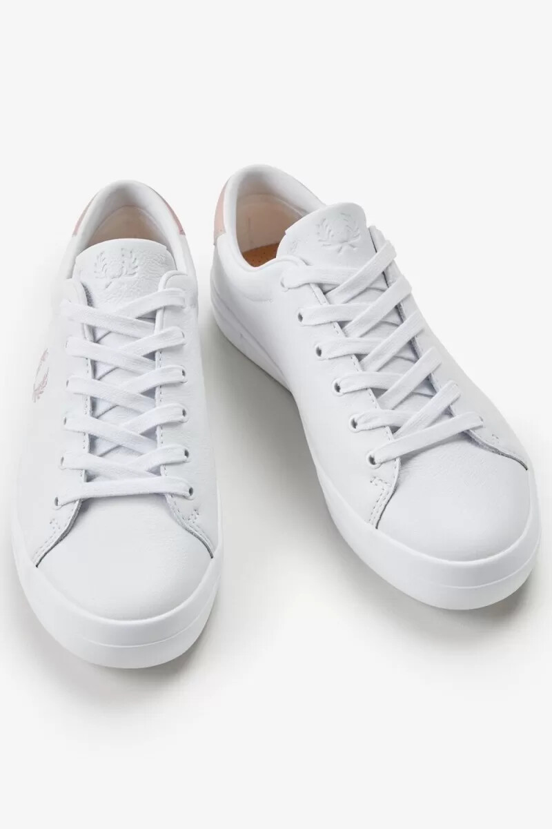 fred perry lottie womens tennis shoes white dusty rose pink