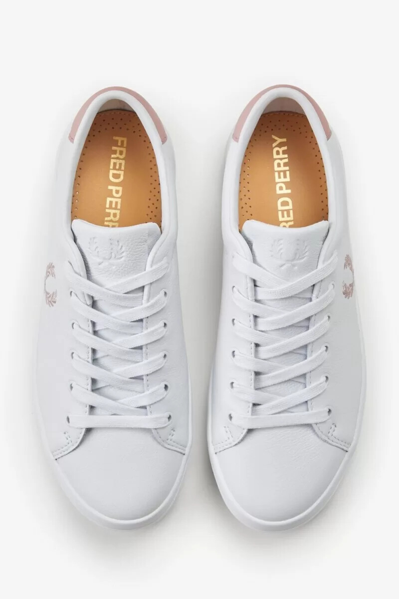 fred perry lottie womens tennis shoes white dusty rose pink