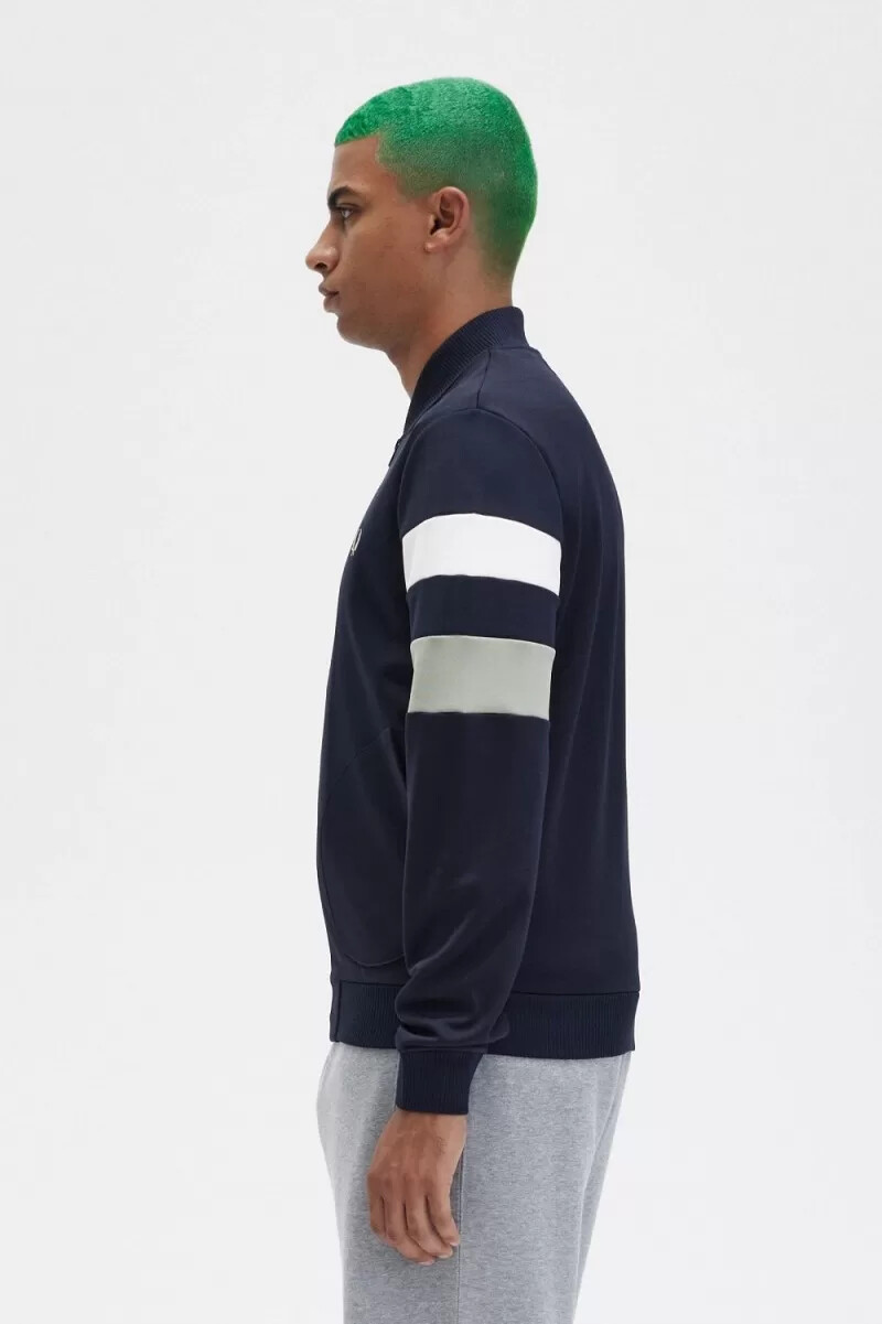 fred perry tipped sleeve mens track jackets navy