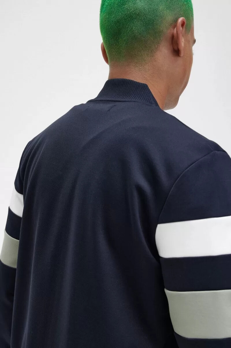 fred perry tipped sleeve mens track jackets navy
