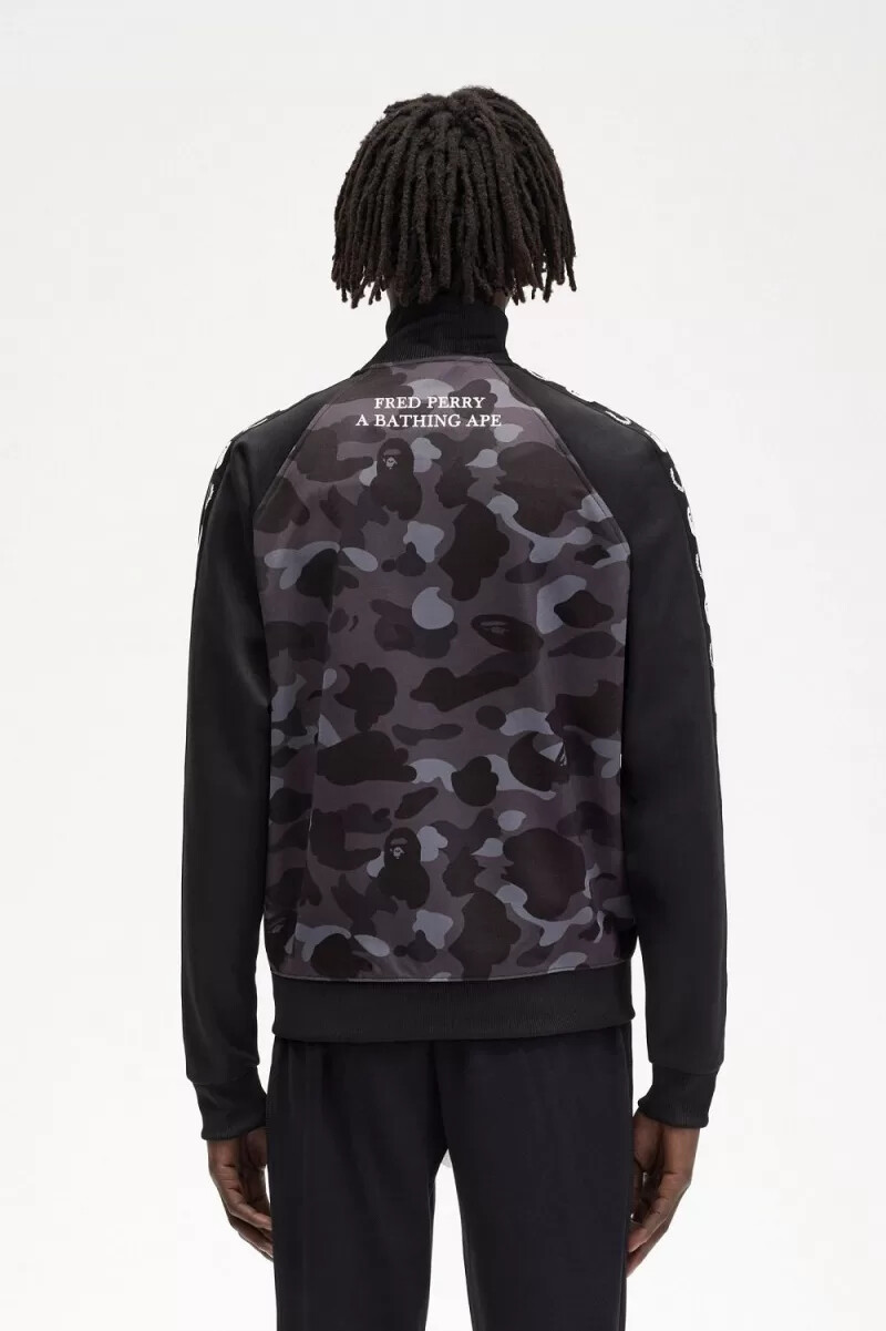 fred perry camouflage panel mens track jackets black