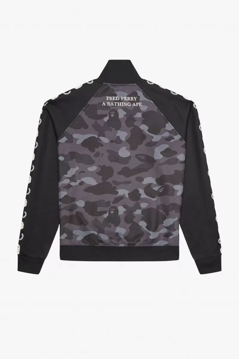 fred perry camouflage panel mens track jackets black