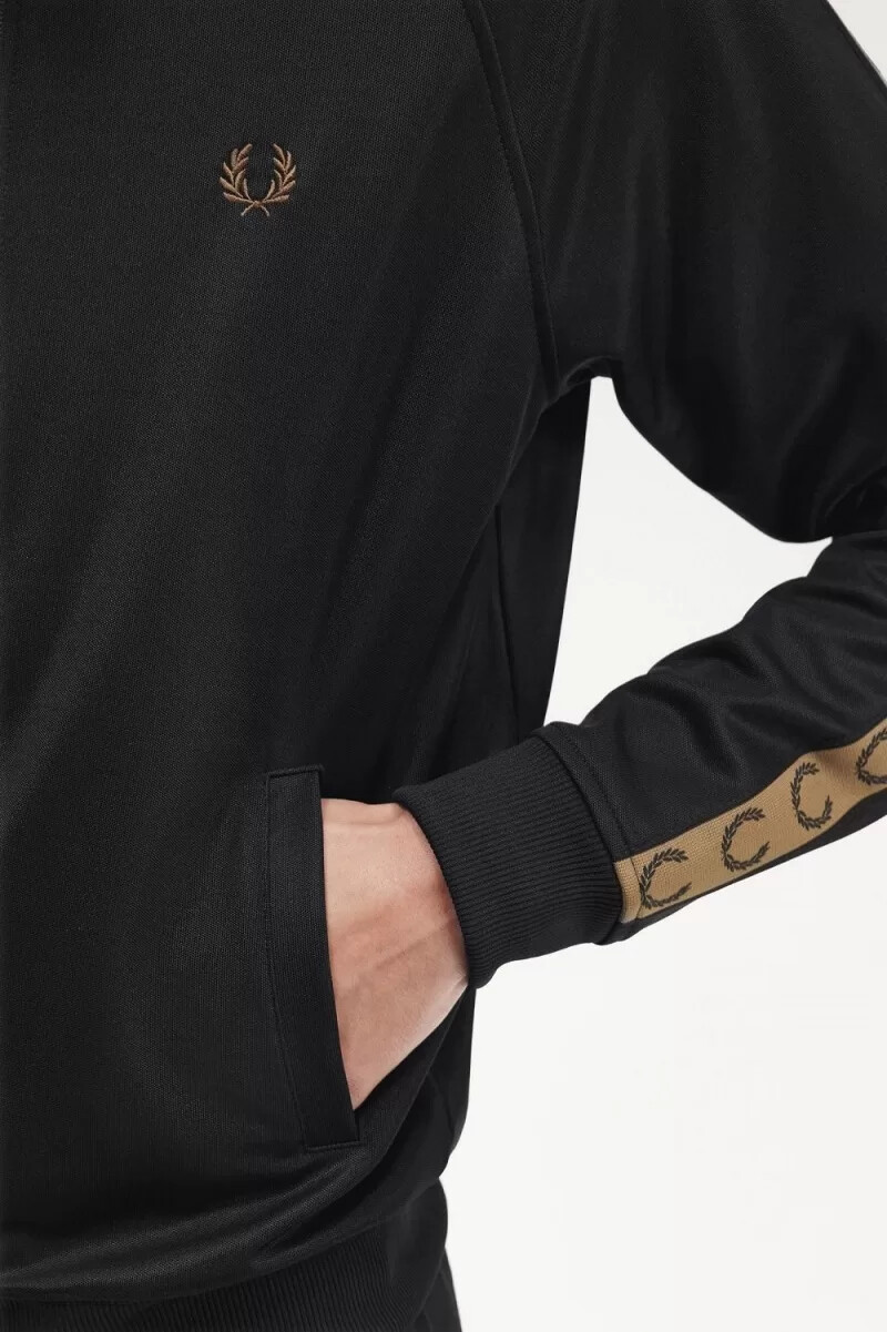 fred perry contrast tape mens track jackets black brown