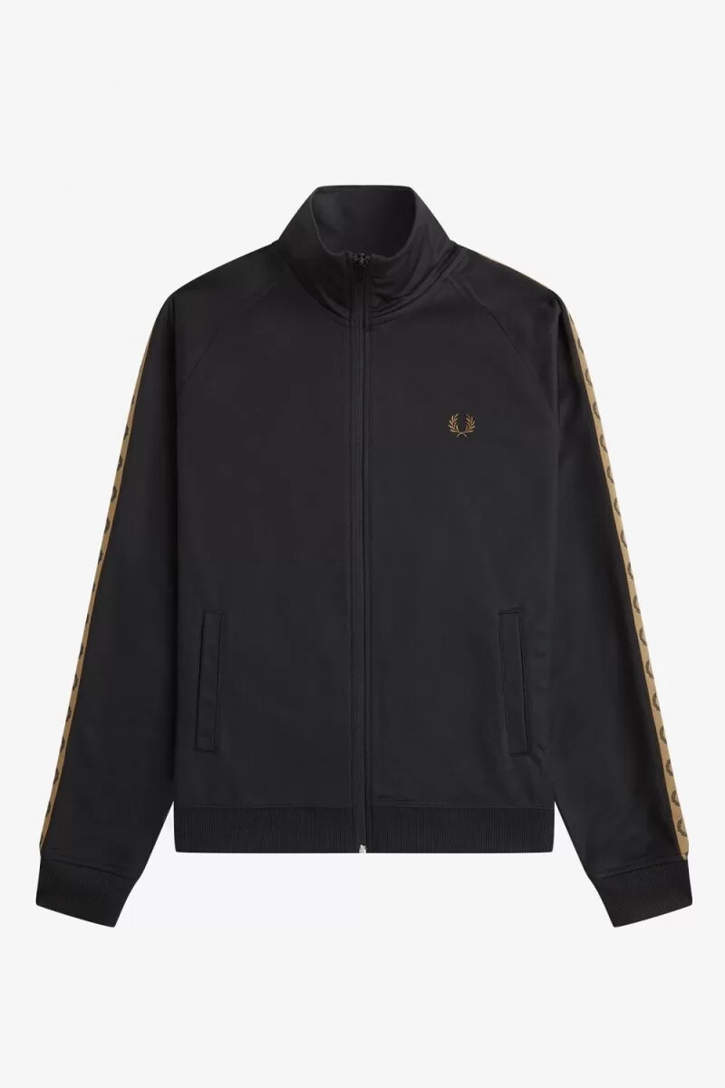 fred perry contrast tape mens track jackets black brown