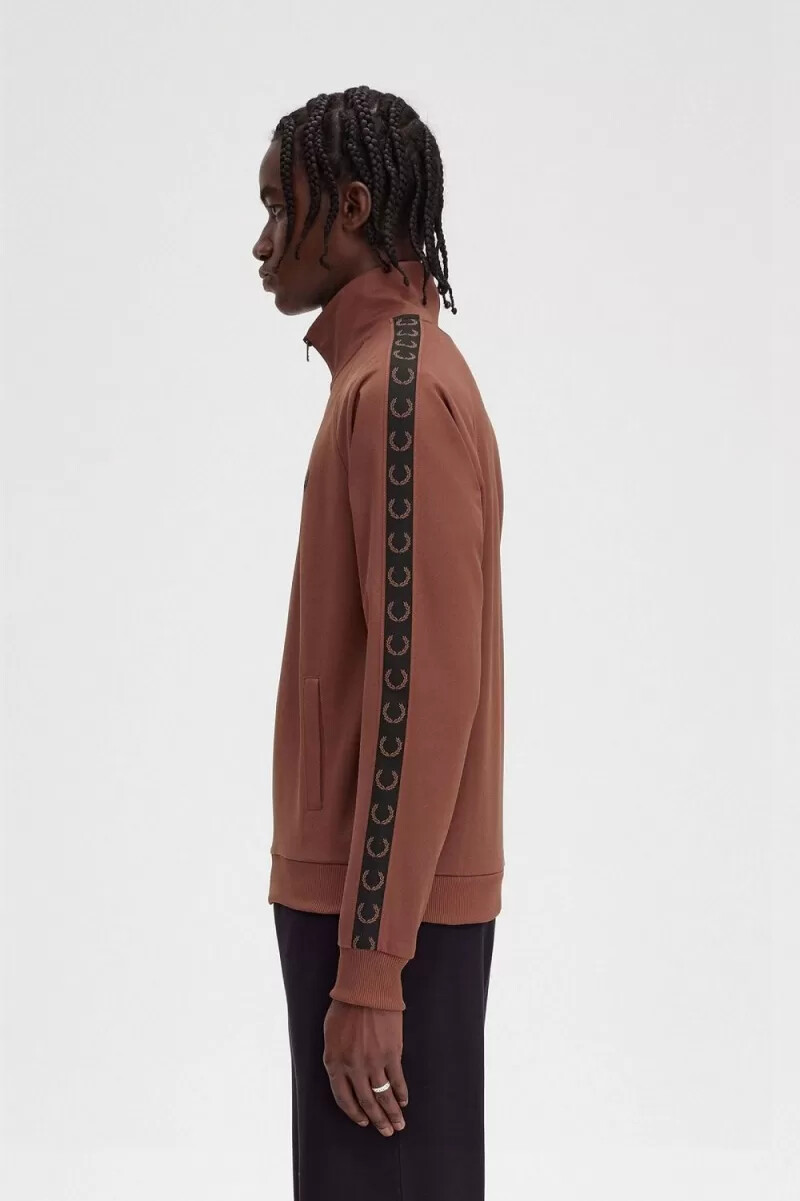fred perry contrast tape mens track jackets whisky brown black