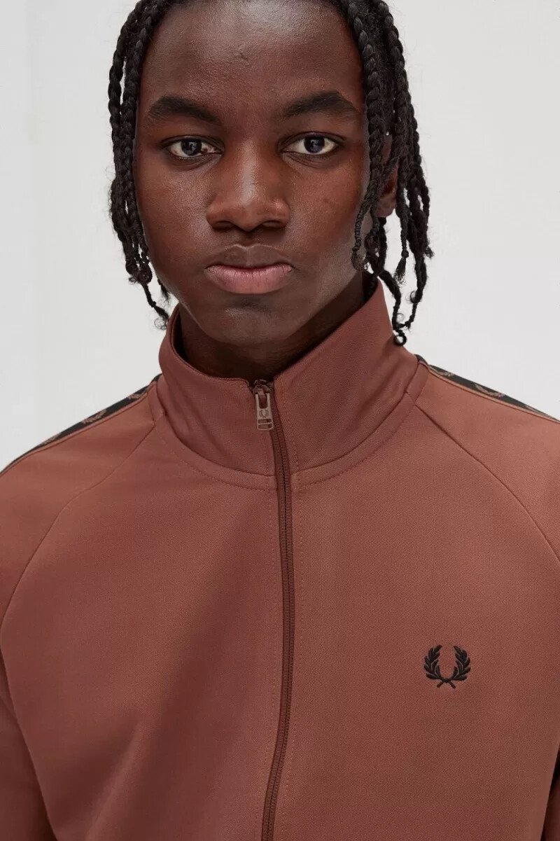 fred perry contrast tape mens track jackets whisky brown black