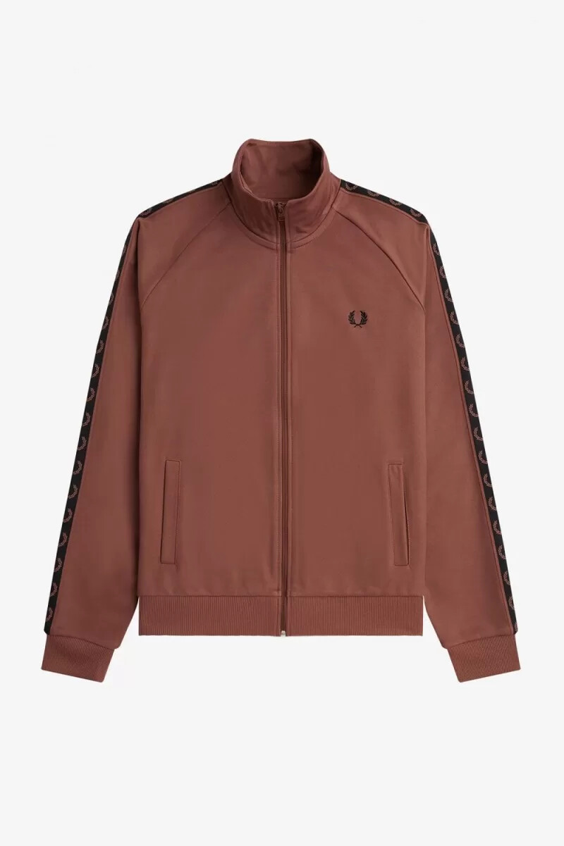 fred perry contrast tape mens track jackets whisky brown black
