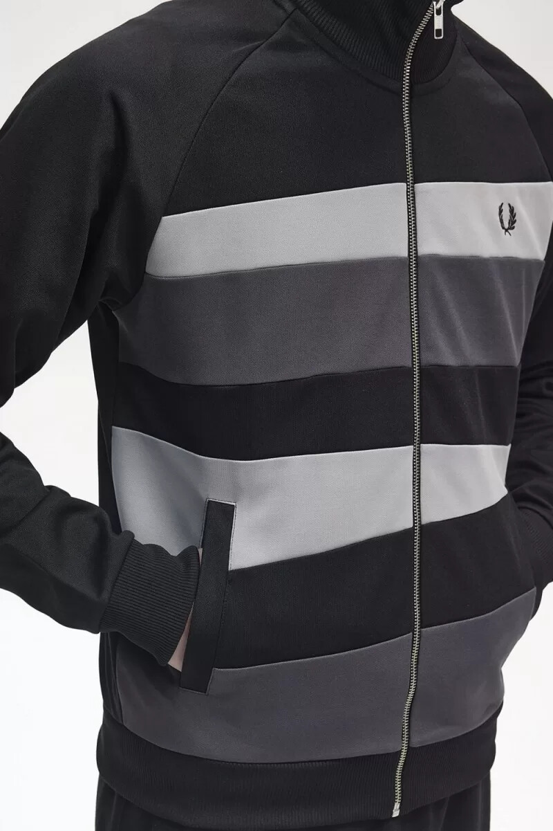 fred perry contrast panel mens track jackets black