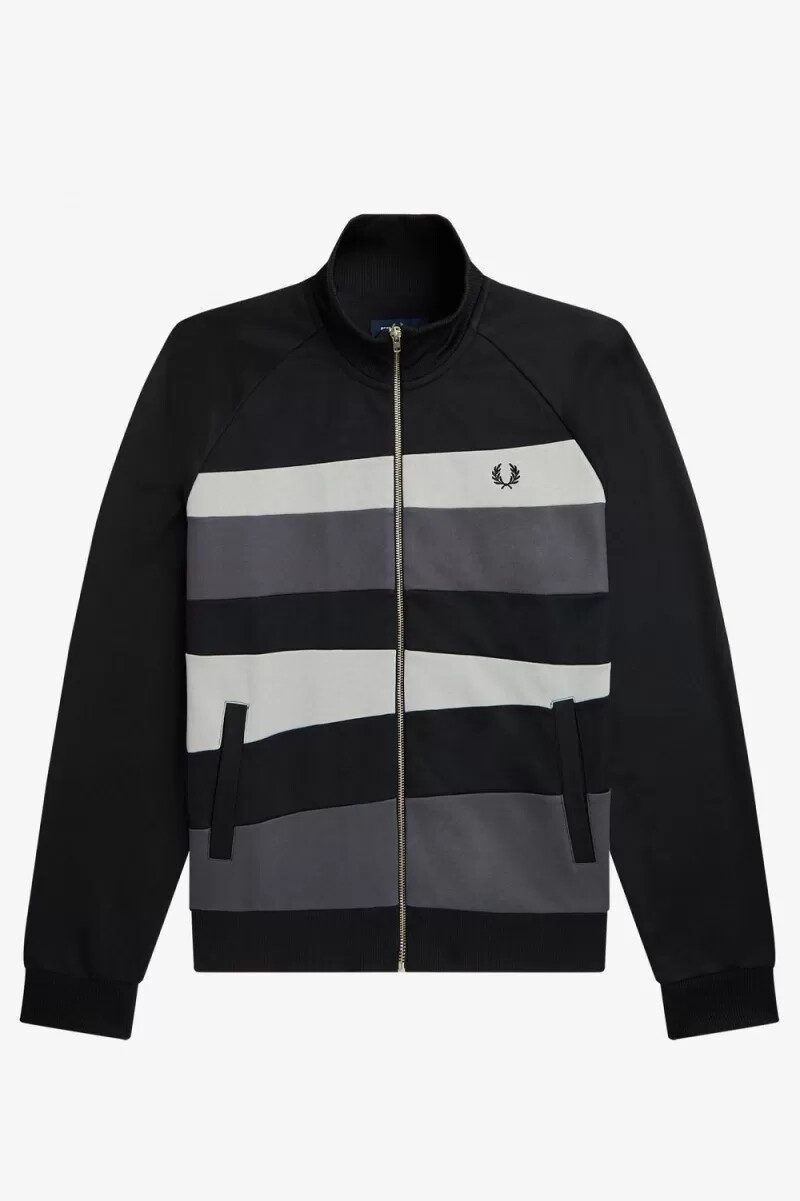 fred perry contrast panel mens track jackets black