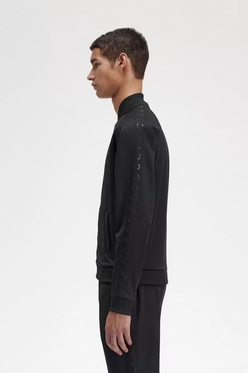 fred perry tonal tape mens track jackets black