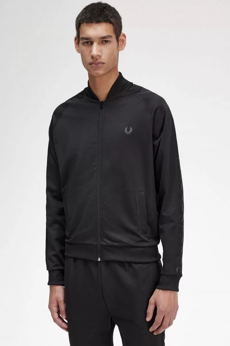 fred perry tonal tape mens track jackets black