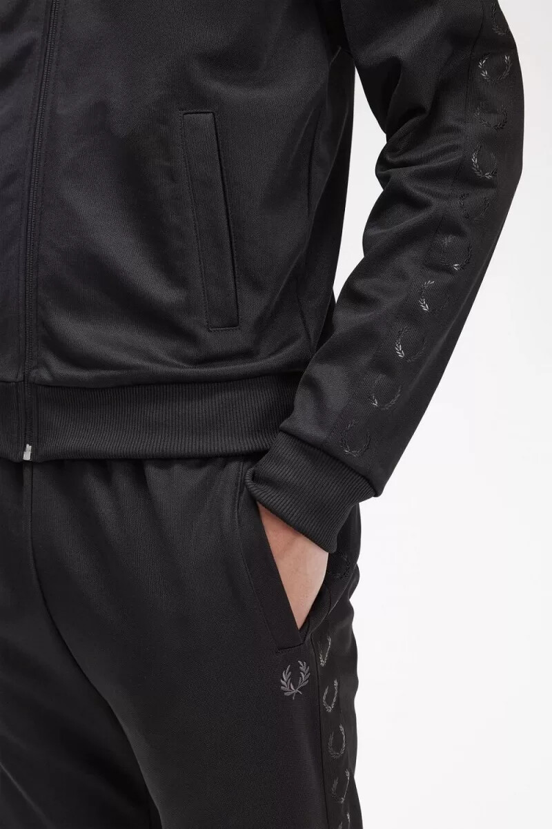fred perry tonal tape mens track jackets black