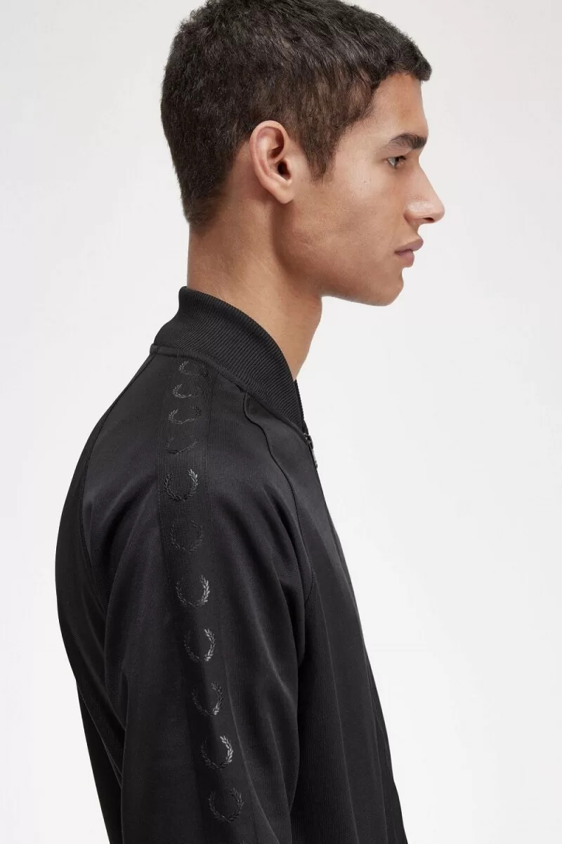 fred perry tonal tape mens track jackets black