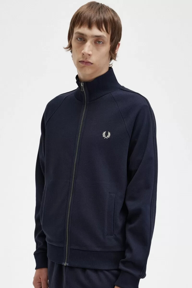 fred perry knitted tape mens track jackets navy