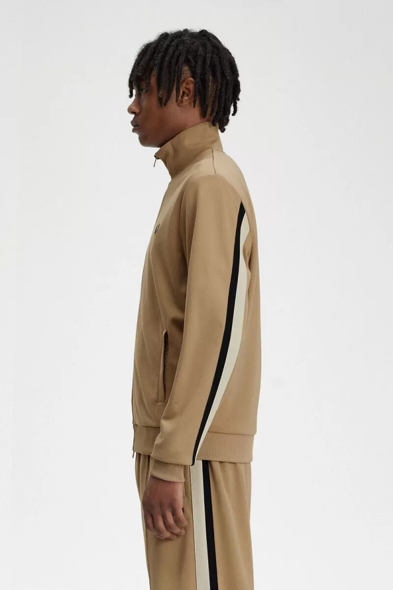 fred perry tape detail mens track jackets green
