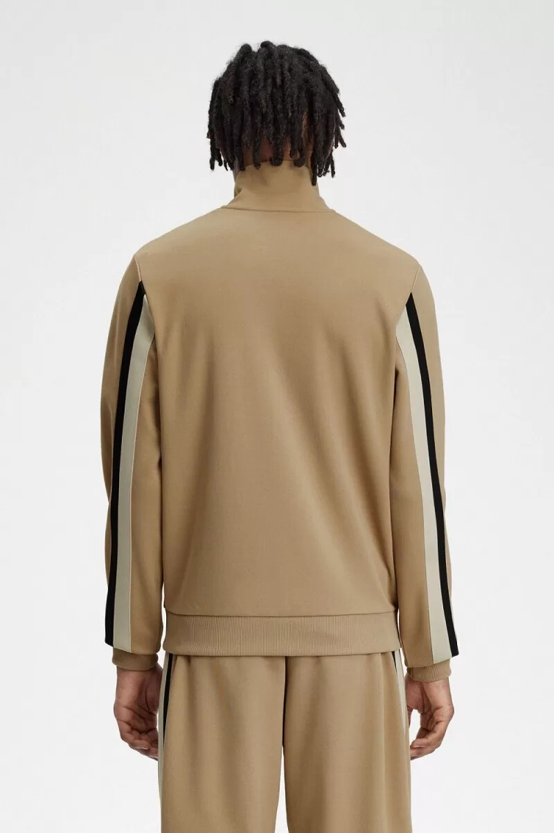 fred perry tape detail mens track jackets green