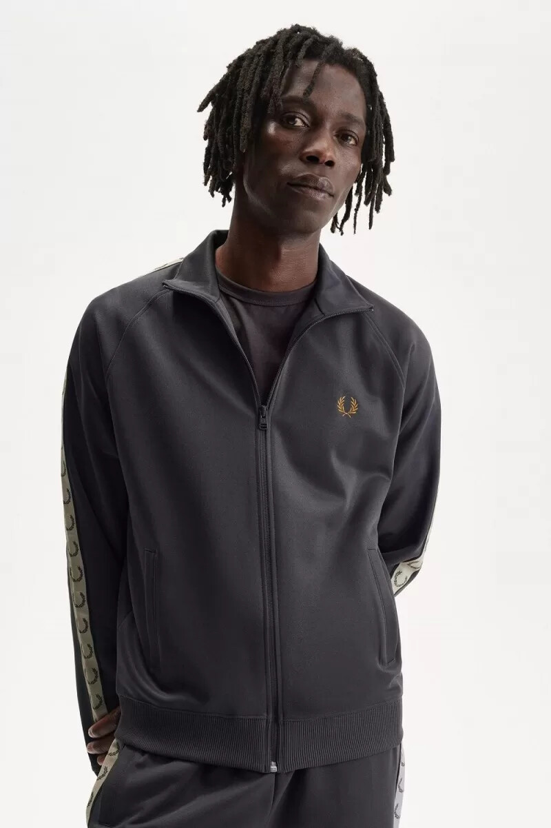 fred perry contrast tape mens track jackets anchor grey black