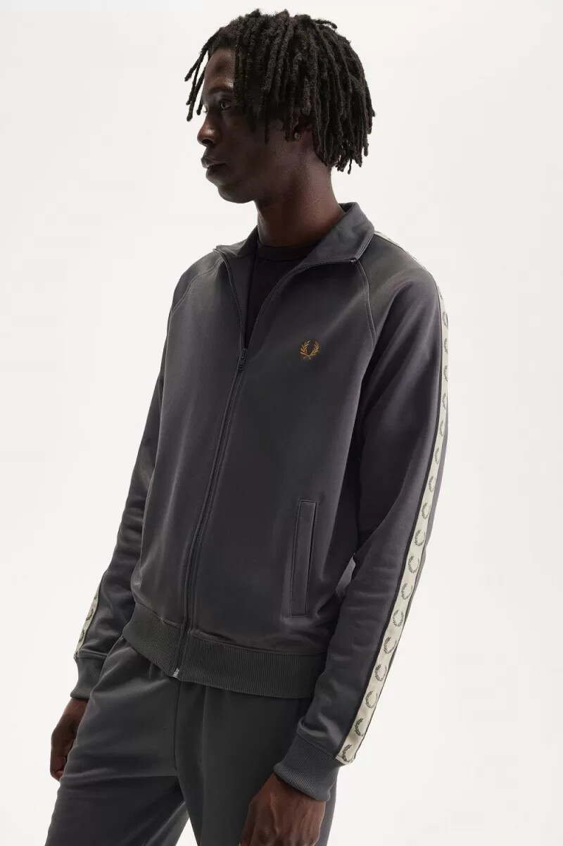 fred perry contrast tape mens track jackets anchor grey black